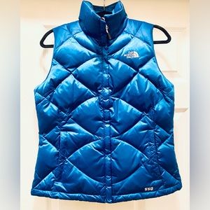 NEW!! THE NORTH FACE Nuptse 550 Down Quilted Puffer Vest, Metallic Sapphire Blue